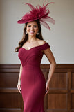 Off The Shoulder Mermaid Burgundy Long Mother of the Bride Dress
