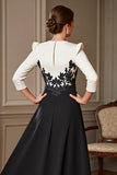 A Line Black Appliqued Mother Of The Bride Dress with Slit