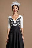 Appliqued Black A Line Mother Of The Bride Dress