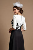 Appliqued Black A Line Mother Of The Bride Dress