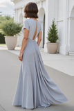 Silver A Line Chiffon Long Mother of the Bride Dress