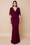 Mermaid Chiffon Red Mother of the Bride Dress with Half Sleeves