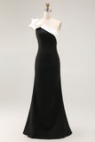 One Shoulder Mermaid Black Tie Dress