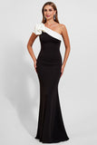 One Shoulder Mermaid Black Tie Dress