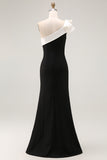 One Shoulder Mermaid Black Tie Dress