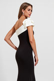 One Shoulder Mermaid Black Tie Dress