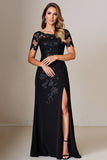Black A Line Mother of the Bride Dress with Appliques