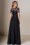 Black A Line Mother of the Bride Dress with Appliques