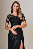 Black A Line Mother of the Bride Dress with Appliques
