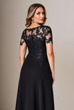 Black A Line Mother of the Bride Dress with Appliques