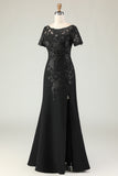 Elegant Black Mother of the Bride Dress with Appliques