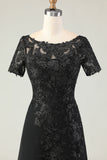 Elegant Black Mother of the Bride Dress with Appliques