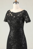 Elegant Black Mother of the Bride Dress with Appliques