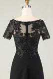 Elegant Black Mother of the Bride Dress with Appliques