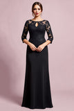 Black Sheath Keyhole Mother of the Bride Dress with Appliques
