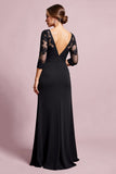 Black Sheath Keyhole Mother of the Bride Dress with Appliques