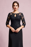 Black Sheath Keyhole Mother of the Bride Dress with Appliques