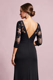 Black Sheath Keyhole Mother of the Bride Dress with Appliques