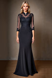 Mermaid Black Mother of the Bride Dress with Appliques