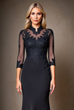 Mermaid Black Mother of the Bride Dress with Appliques