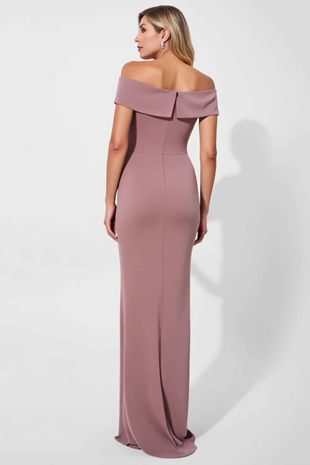 Berylove Women Vintage Mauve Formal Dress Off The Shoulder Ruched Sheath Long Wedding Guest Dress Berylove Women Vintage Mauve Formal Dress Off The Shoulder Ruched Sheath Long Wedding Guest Dress