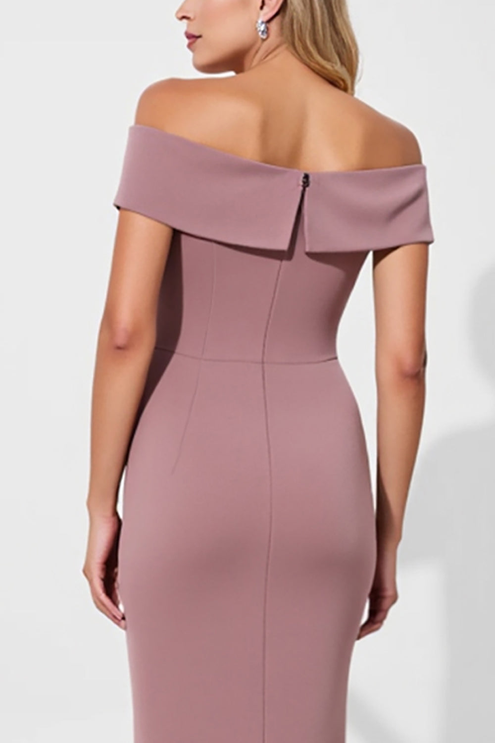Berylove Women Vintage Mauve Formal Dress Off The Shoulder Ruched Sheath Long Wedding Guest Dress Berylove Women Vintage Mauve Formal Dress Off The Shoulder Ruched Sheath Long Wedding Guest Dress