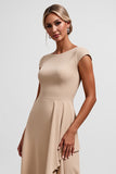 Champagne A Line Mother of the Bride Dress with Ruffles