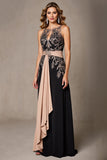 Black A Line Mother of the Bride Dress with Sash