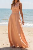 Sunset A Line V-Neck Long Bridesmaid Dress
