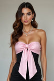 Strapless Black and Pink Bodycon Homecoming Dress