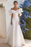 Ivory Off The Shoulder Ruffled Wedding Dress