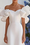Ivory Off The Shoulder Ruffled Wedding Dress