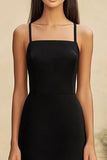 Black Ruffled Sheath Graduation Dress