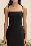 Black Sheath Spaghetti Straps Graduation Dress
