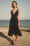 Black A Line Polka Dots Graduation Dress