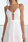 White Keyhole A Line Graduation Dress With Lace