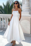 White Chiffon A Line Long Holiday Party Dress