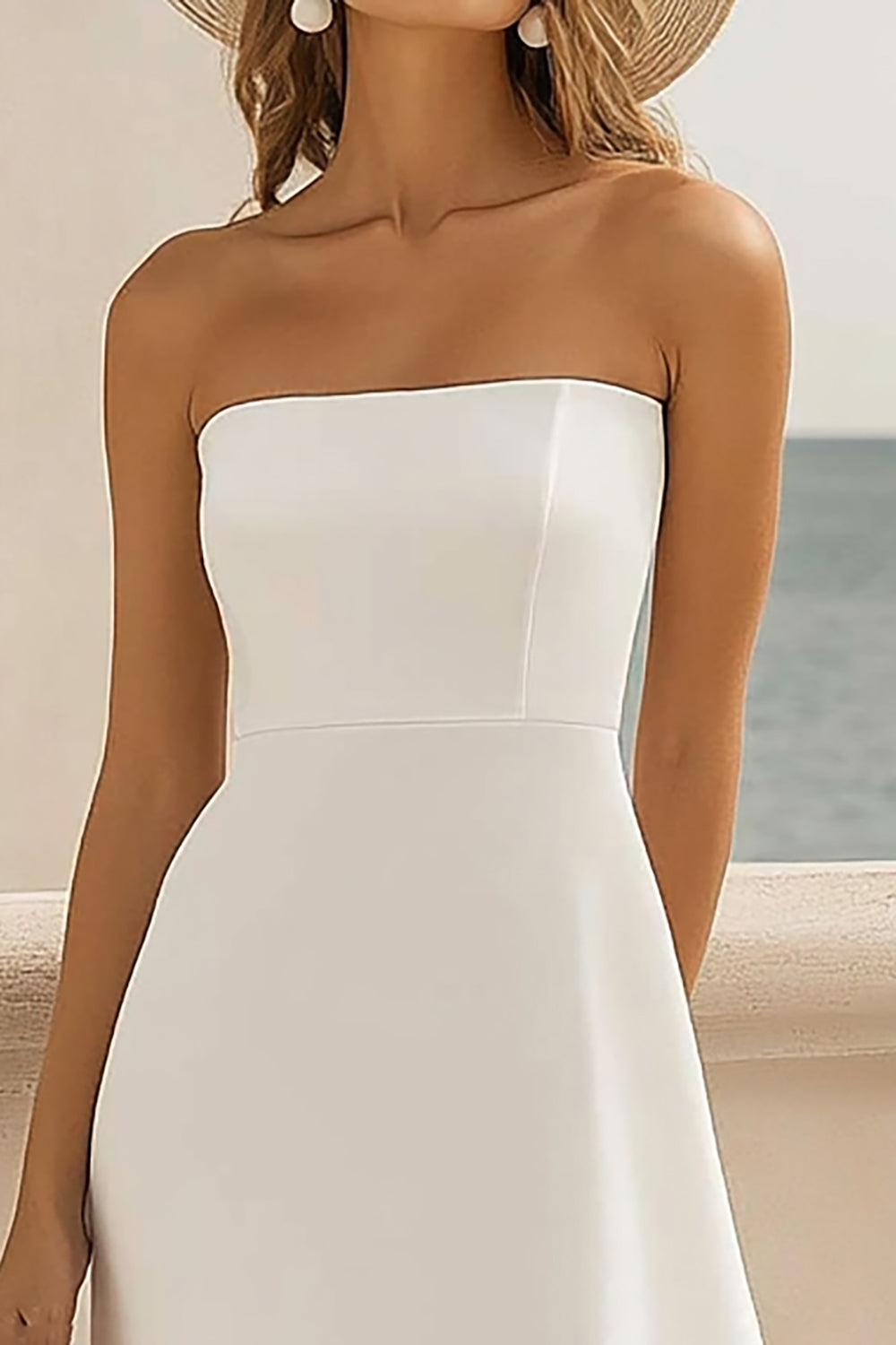 Berylove Women Simple White Holiday Party Dress Strapless A Line High-Low Grad Ceremony Dress, White / US22W Berylove Women Simple White Holiday Party Dress Strapless A Line High-Low Grad Ceremony Dress, White / US22W