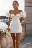 Off The Shoulder White Short Bodycon Graduation Dress