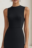 Bodycon Satin Black Tie Dress with Slit