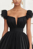Tulle Ruched A Line Little Black Dress