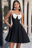 Black A Line Graduation Dress with Bow