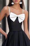 Black A Line Graduation Dress with Bow