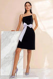 Black Spaghetti Straps Graduation Dress with Bow