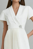 Ivory Pleated A Line Asymmetrical Graduation Dress