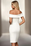 Ivory Off The Shoulder Bodycon Graduation Dress