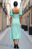Navy A Line Ruffled Work Dress with Sash
