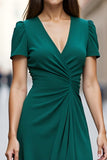 Dark Green A Line Ruffled Work Dress