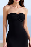 Strapless Black Sheath Formal Dress with Slit