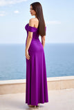 Off The Shoulder A Line Plum Formal Dress